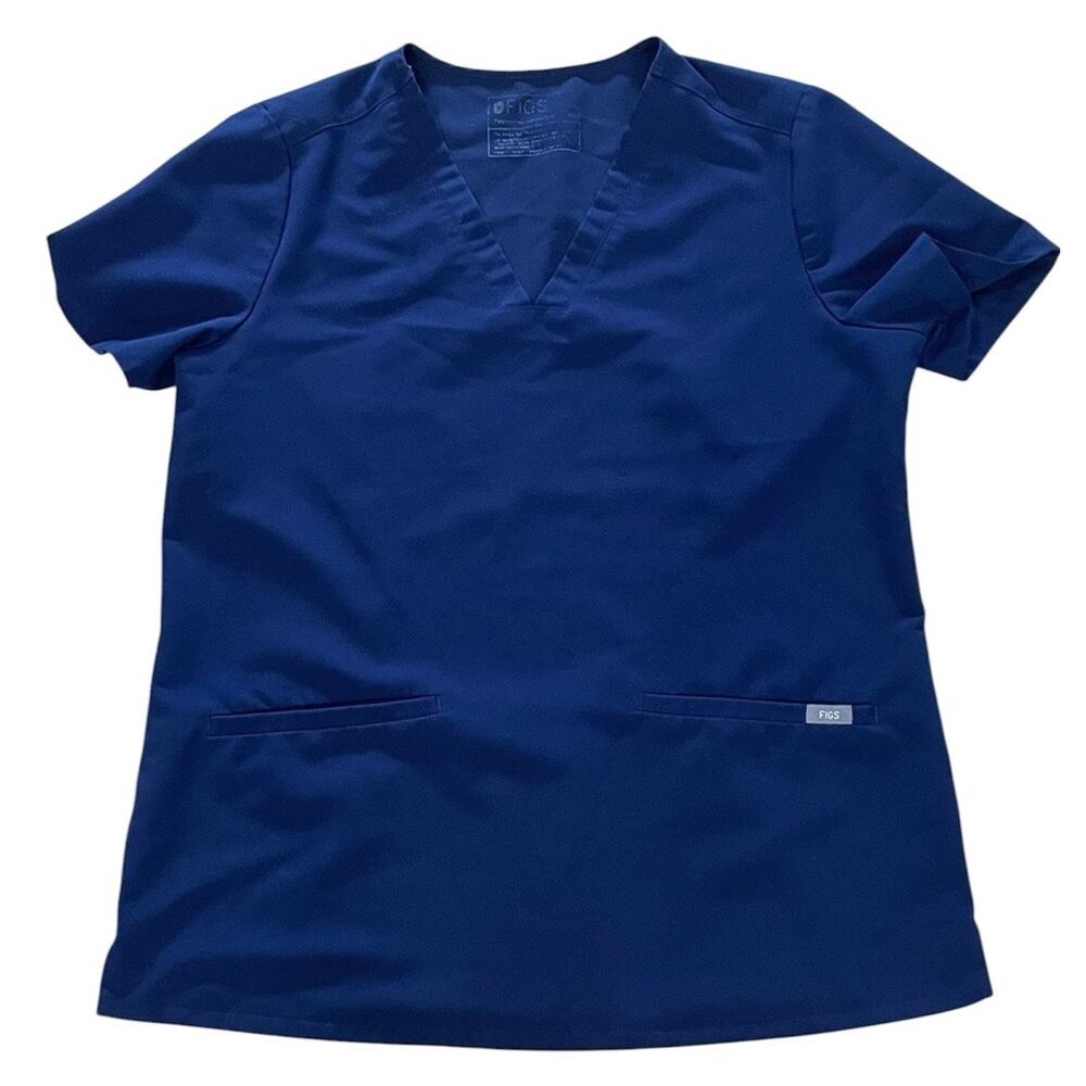 Figs Casma Scrub Top Women’s Size Medium Short Sleeve Blue Nurse Hospital